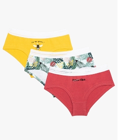GEMO Shorties fille en coton stretch à taille en dentelle (lot de 3) Multicolore