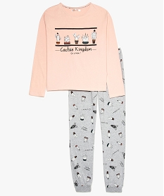 GEMO Pyjama fille en coton épais imprimé cactus (2 pièces) rose standard