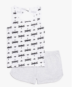 GEMO Pyjashort fille imprimé libellules et abeilles kaki fonce