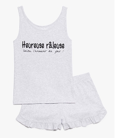 GEMO Pyjashort fille imprimé à côtes et volants gris standard