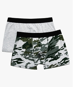 boxer homme en coton stretch uni et imprime camouflage (lot de 2) gris boxers et calecons8949301_1