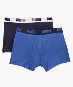 GEMO Boxer homme en coton stretch avec ceinture imprimée (lot de 2) - Puma Bleu