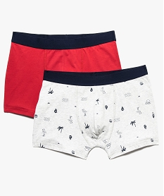 GEMO Boxers homme chiné à motifs et uni (lot de 2) Rouge