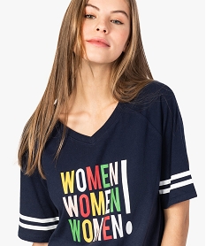 chemise de nuit femme facon tee-shirt americain imprime bleu nuisettes chemises de nuit8953201_2