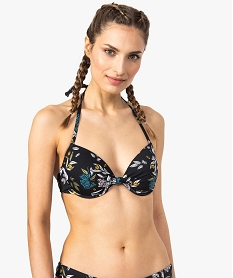GEMO Haut de maillot de bain femme fleuri balconnet à armatures jaune chine