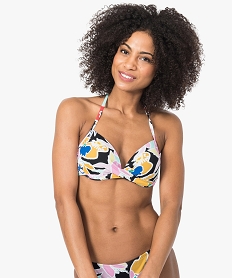 GEMO Haut de maillot de bain femme à motifs fleuris Imprimé