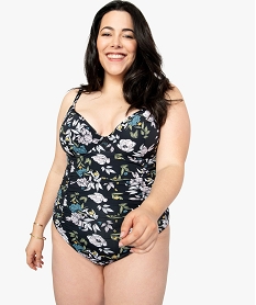 GEMO Maillot de bain femme une pièce à armatures et motifs fleuris Imprimé