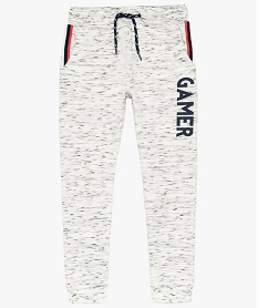 GEMO Pantalon de jogging garçon avec ruban tricolore et inscription Gris