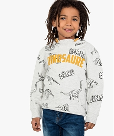 sweat a capuche garcon avec motifs dinosaures gris8964701_1