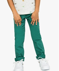 GEMO Pantalon garçon 5 poches twill stretch Vert