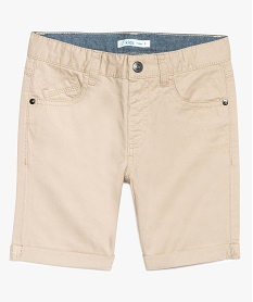 GEMO Bermuda garçon en coton twill uni à revers gris standard