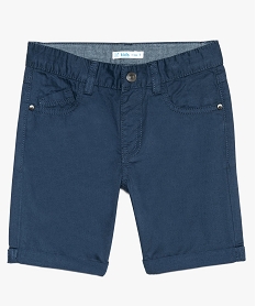 bermuda garcon en coton twill uni a revers bleu8966401_1