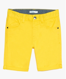 GEMO Bermuda garçon en coton twill uni à revers Jaune