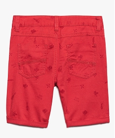 bermuda garcon en coton twill avec motifs et revers cousus rouge8966801_2