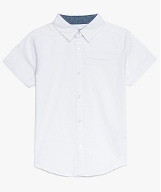 GEMO Chemise garçon à manches courtes en coton uni Blanc