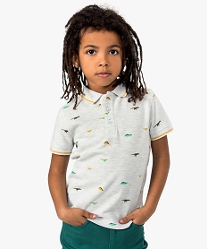 GEMO Polo garçon à manches courtes avec motifs dinosaures Gris