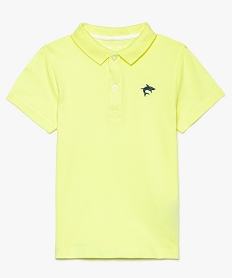 GEMO Polo garçon en coton piqué uni à manches courtes et broderie Jaune