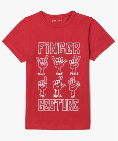 GEMO Tee-shirt garçon à manches courtes avec motif sur lavant rouge standard