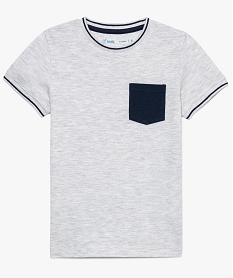 tee-shirt garcon en coton pique avec poche contrastante gris8968001_1