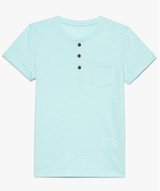 GEMO Tee-shirt garçon à manches courtes et col tunisien vert vif