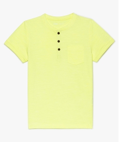 tee-shirt garcon a manches courtes et col tunisien jaune8969101_1