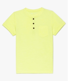 GEMO Tee-shirt garçon à manches courtes et col tunisien Jaune