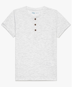 GEMO Tee-shirt garçon à manches courtes et col tunisien Gris