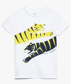 GEMO Tee-shirt garçon avec motif animaux de la savane Blanc