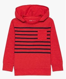 GEMO Tee-shirt garçon avec manches longues et capuche rouge standard