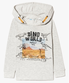 GEMO Tee-shirt à capuche garçon avec motif dinosaures Gris