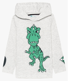 GEMO Tee-shirt à capuche garçon avec motif dinosaure Gris