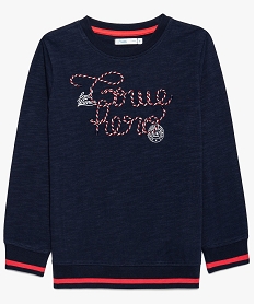 GEMO Tee-shirt à manches longues garçon avec broderie fantaisie sur lavant noir standard