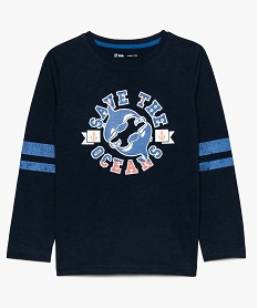 GEMO Tee-shirt à manches longues garçon avec motif dauphins Bleu