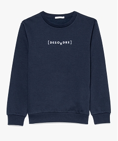 GEMO Sweat garçon en molleton doux avec inscription poitrine noir standard