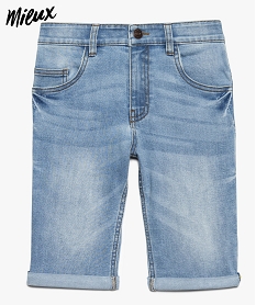 GEMO Bermuda garçon en denim avec revers cousus Bleu