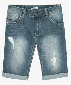 bermuda garcon en jean style use avec revers cousus gris8971701_2