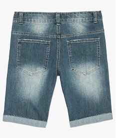 bermuda garcon en jean style use avec revers cousus gris8971701_3