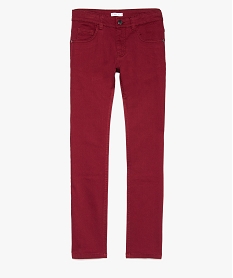 GEMO Pantalon garçon 5 poches coupe slim en stretch Rouge