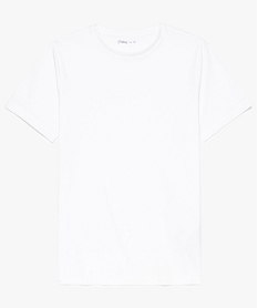 GEMO Tee-shirt garçon uni manches courtes et surpiqûres en coton bio Blanc