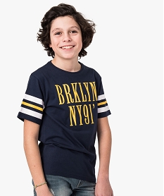 tee-shirt garcon avec inscription brooklyn bleu8973501_1