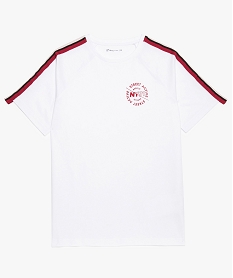 GEMO Tee-shirt garçon avec bandes rayées aux épaules Blanc