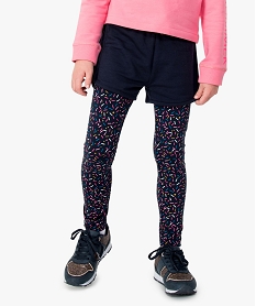 GEMO Leggings de sport fille avec large taille élastiquée Multicolore