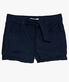 short fille en toile de coton avec volants et ceinture a nouer bleu shorts8975201_1