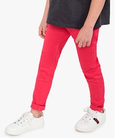 pantalon fille coupe slim coloris uni a taille reglable rose pantalons8976001_1