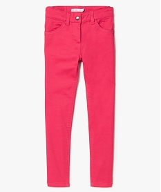 pantalon fille coupe slim coloris uni a taille reglable rose pantalons8976001_2