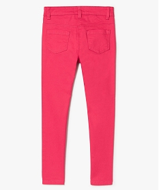 pantalon fille coupe slim coloris uni a taille reglable rose pantalons8976001_3