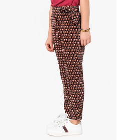 GEMO Pantalon fille fluide à motifs avec fermeture portefeuille Multicolore