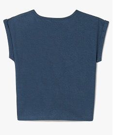 tee-shirt fille avec grand imprime fantaisie glitter et pans a nouer bleu tee-shirts8980301_2