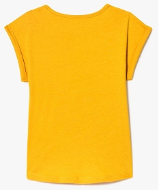tee-shirt fille manches courtes a revers compose en partie de coton bio jaune tee-shirts8980801_2