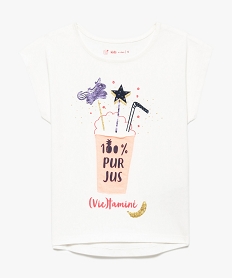 tee-shirt fille avec grand imprime fantaisie glitter beige tee-shirts8981301_1